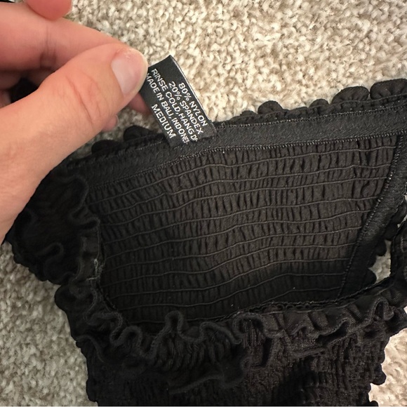 Indah Black Ruched Bikini Bottom with Ruffles - Size Medium - Picture 4 of 5